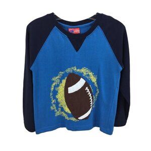 CR Rugged Boys Size 7 Blue & Yellow Football Applique Long Sleeve Raglan Shirt